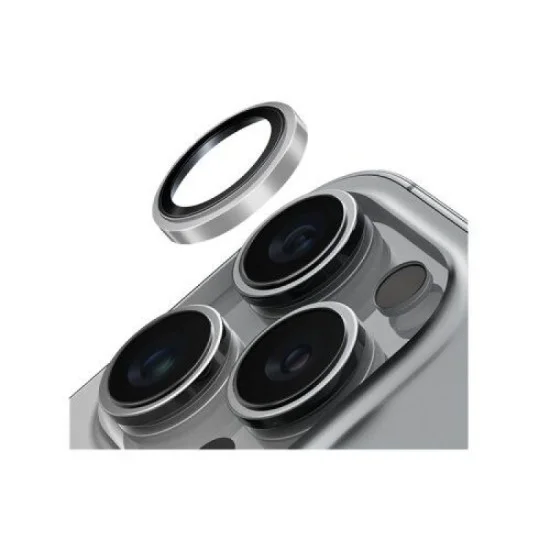 Uniq Optix Iphone 16 Pro 6.3/Pro 6.9 (2024) Stainless Steel Frame Sapphire Camera Lens Protector - Sonic Silver